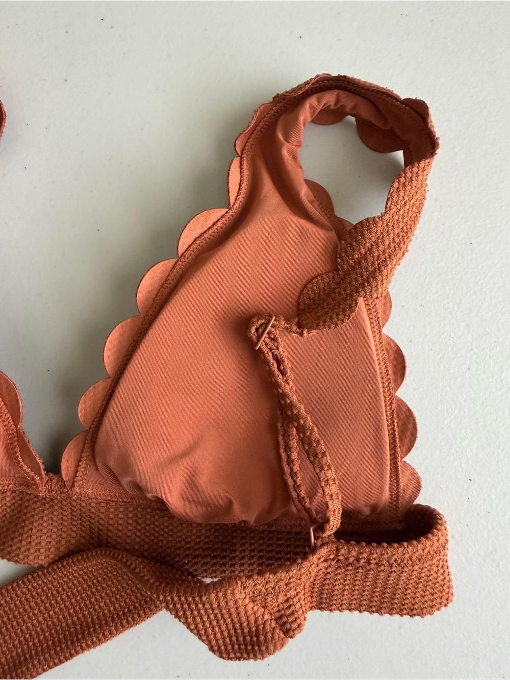 Aerie Waffle Scalloped Bikini Set Canyon Creek Medium Longline Triangle - Picture 12 of 12